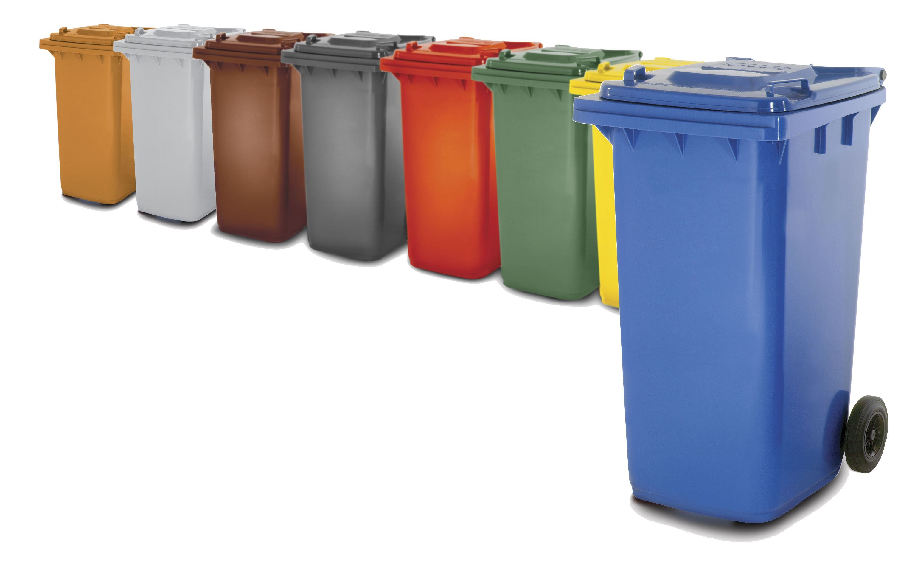 CONTENEDOR BASURA W-WEBER CON RUEDAS TAPA PLASTICO AZUL 240 LT