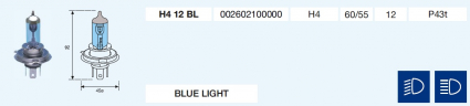 H4 BLUE LIGHT 12/60/55-P43t