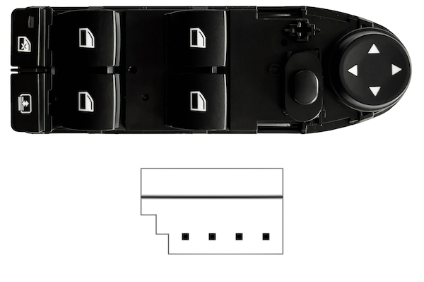 BMW S/5 E60/61 2007.03-*INTERRUPTOR PUERTA DELANTERO IZQ SIN RETROVISOR ABATIBLE ELECTRICAMENTE CON CORTINA(4 BOTONES)4PIN