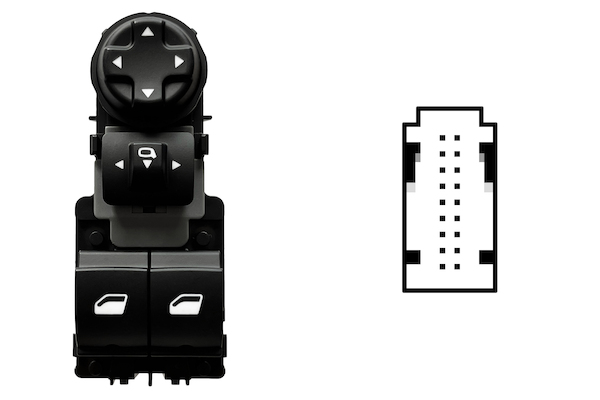 CITROEN BERLINGO 2018.06-*INTERRUPTOR PUERTA DELANTERO IZQ + RETROVISOR ELECTRICO ABATIBLE ELECTRICAMENTE(2 BOTONES)18PIN