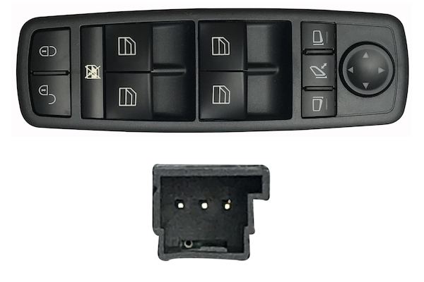 MERCEDES B W245 05-*INTERRUPTOR PUERTA DELANTERO  IZQ+RETROVISOR ABATIBLE ELECTRICAMENTE(NEGRO)(4 BOTONES)3 PIN