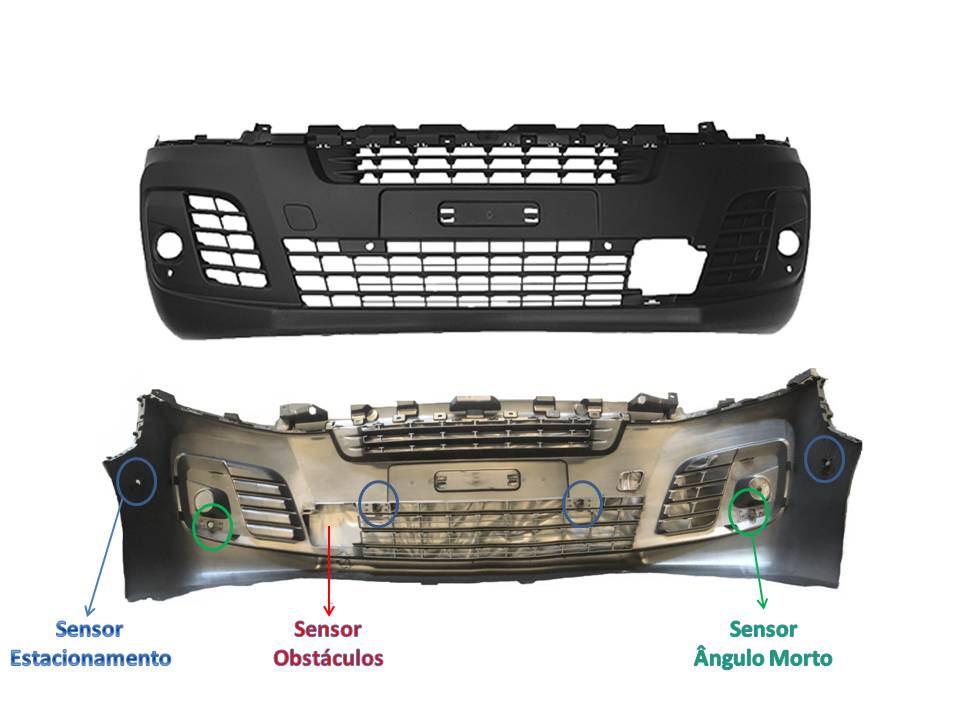 CITROEN JUMPY/EXP 16-*PARAGOLPES DELANTERO NEGRO(CON AGUJEROS PARA ANTNIEBLA + 6 AGUJEROS SENSOR + AGUJEROS SENSOR OBSTACULO)