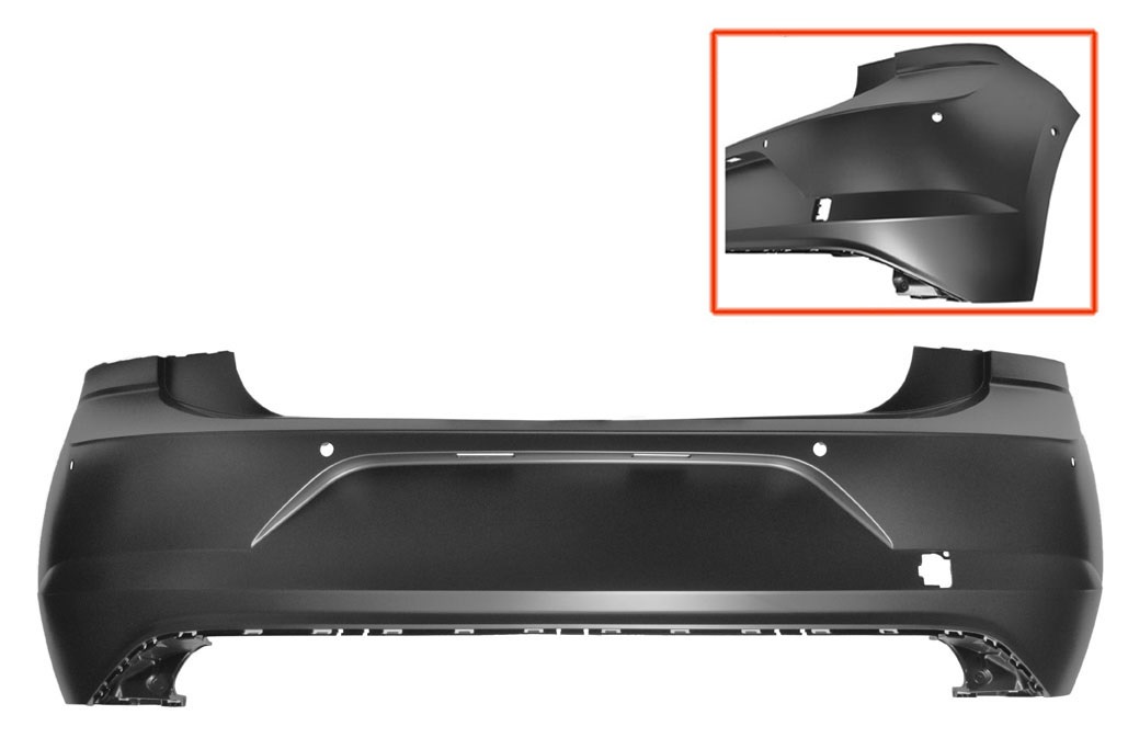 VW POLO 2017.09-*PARAGOLPES TRASERO PARA PINTAR (CON 6 AGUJEROS PARA SENSOR)