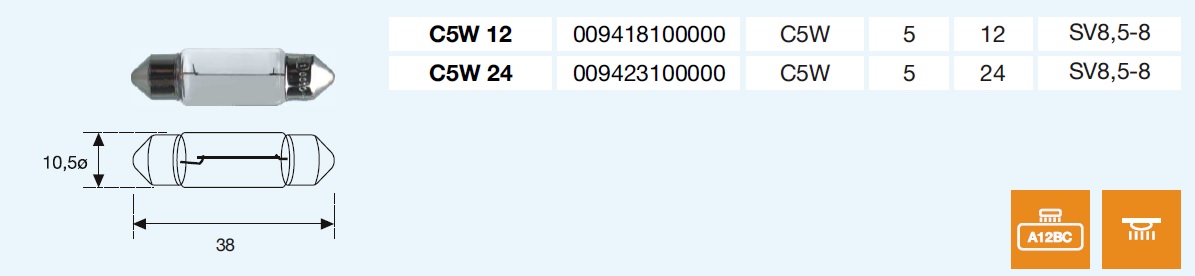 PLAFONIER C5W 12/5-SV8,5-8