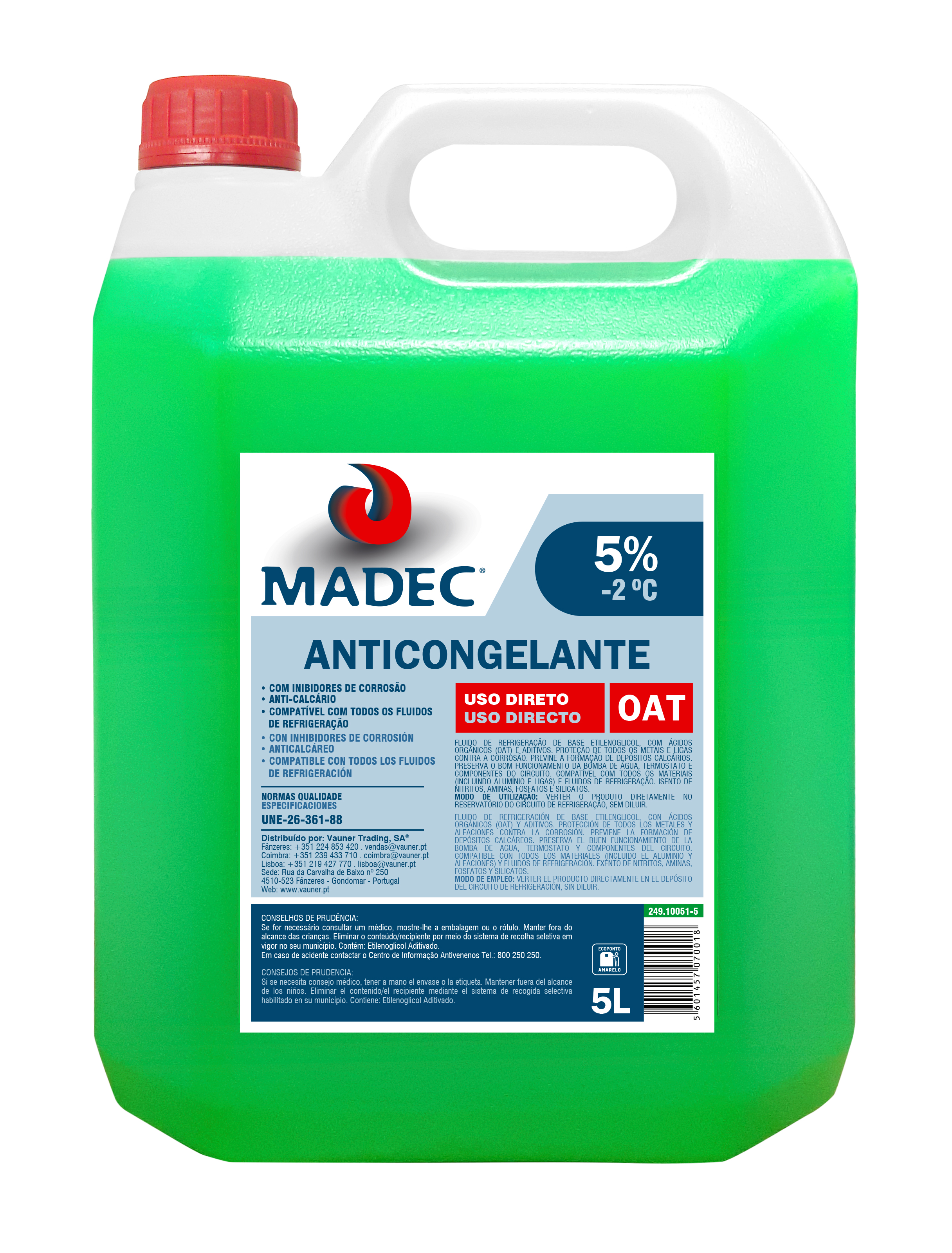 ANTICONGELANTE ORGANICO 5% -2C? 5L (VERDE)