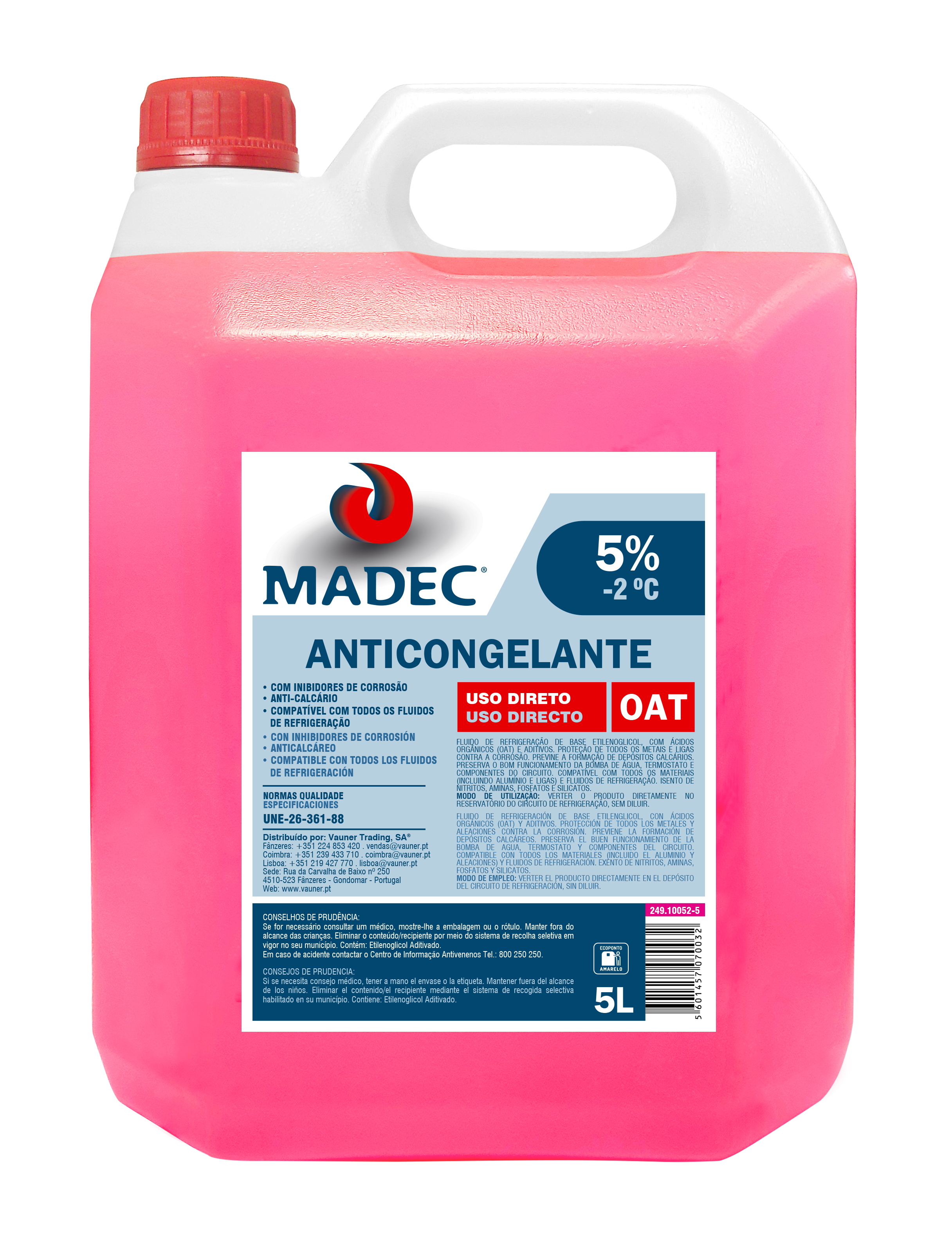 ANTICONGELANTE ORGANICO 5% -2C? 5L (ROSA)