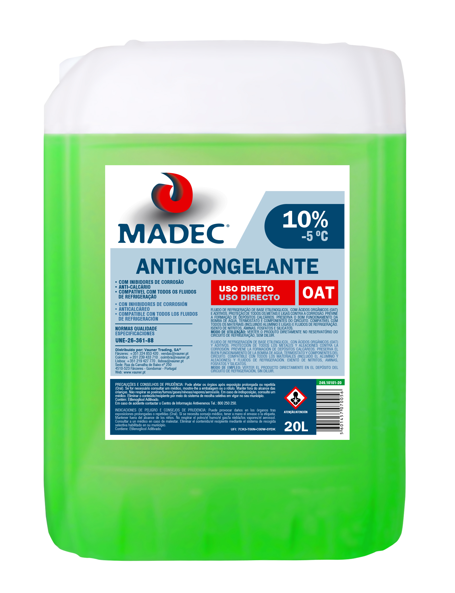 ANTICONGELANTE ORGANICO 10% -5C? 20L (VERDE)