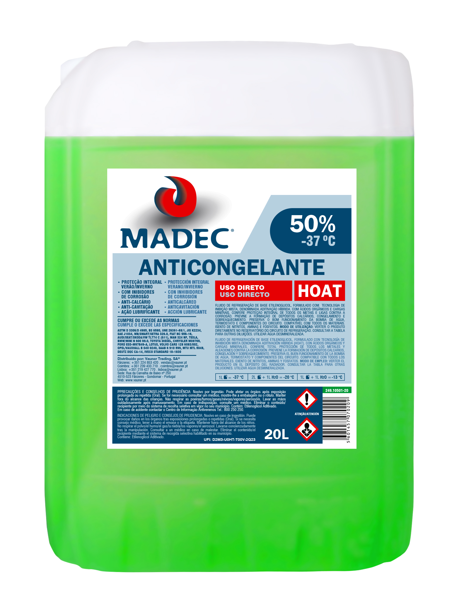 ANTICONGELANTE HOAT 50% -37C? 20L (VERDE)