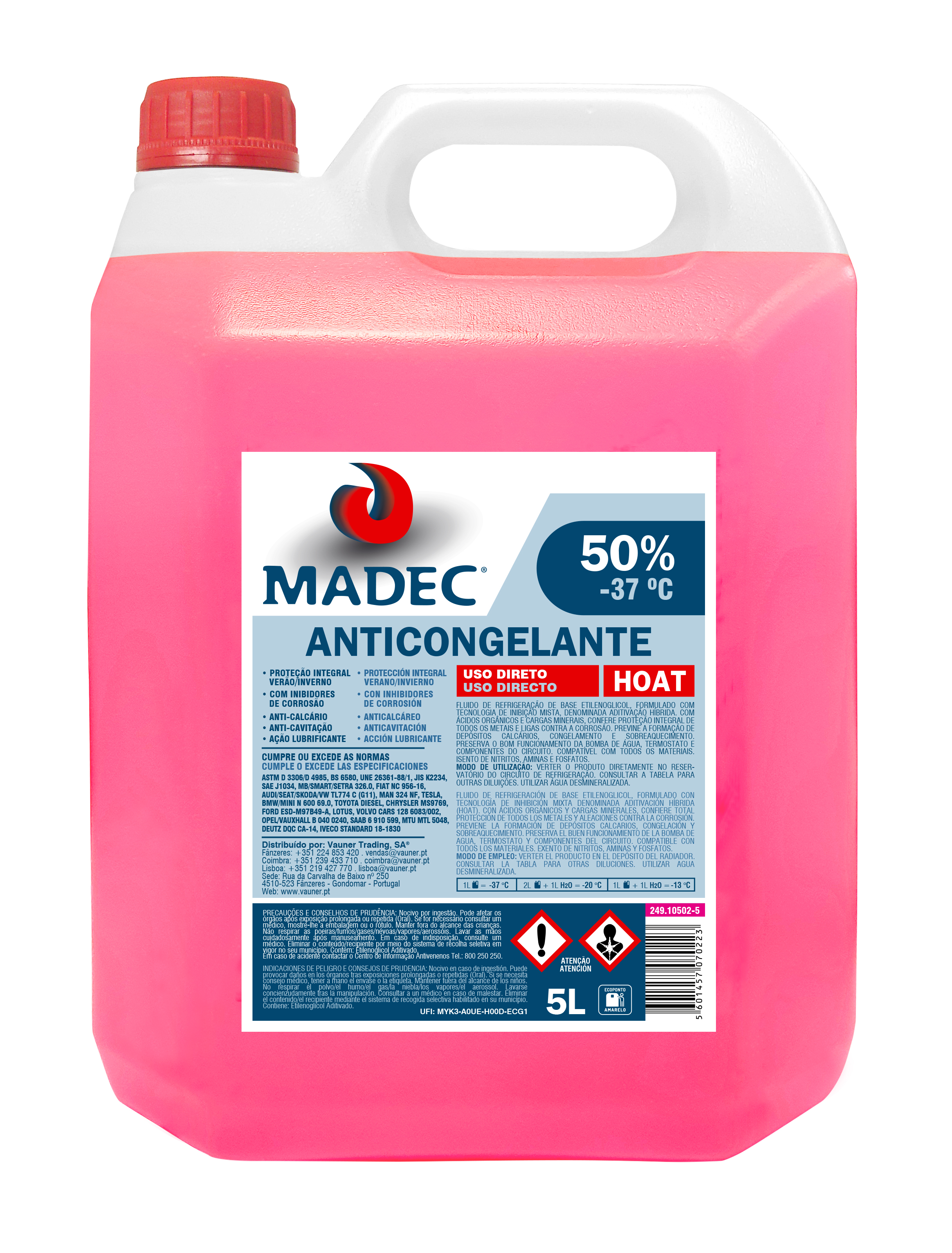 ANTICONGELANTE HOAT 50% -37C? 5L (ROSA)