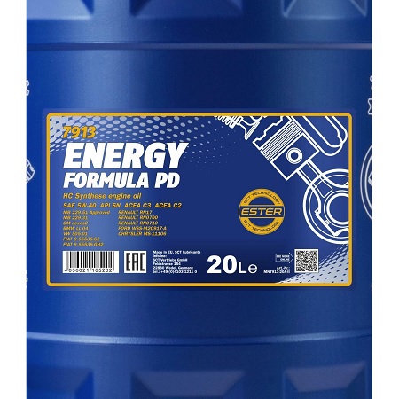 MANNOL ENERGY FORMULA PD 5W-40 - 20L(SN/CF/A3/B4/C3/VW50501)