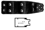 BMW S/5 F10/F11 2010.03*INTERRUPTOR PUERTA DELANTERO IZQ CON RETROVISOR ABATIBLE ELECTRICAMENTE CON CORTINA(4 BOTONES)6PIN