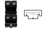 SKODA OCTAVIA III 2013.01-*INTERRUPTOR PUERTA DELANTERO IZQ(NEGRO/BLANCO)(4 BOTONES)10PIN