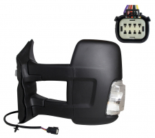 FORD TRANSIT 2019.05-*RETROVISOR IZQ ELECTRICO TERMICO CONVEXO CON PILOTO BLANCO BRAZO LARGO (CHASIS LARGO)16W 6PIN