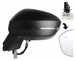 NISSAN QASHQAI 2021.04-*RETROVISOR IZQ ELECTRICO TERMICO CON PILOTO PARA PINTAR CON SENSOR ANGULO MUERTO 9PIN