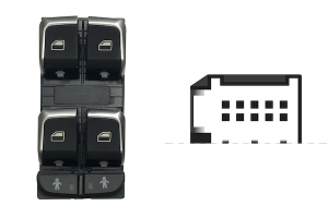 AUDI Q3/A6 2011.06-*INTERRUPTOR PUERTA DELANTERA IZQ(NEGRO/CROMADO)(4 BOTONES)10PIN