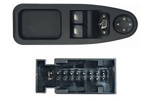 FIAT SCUDO/JUM 07-*INTERRUPTOR COMPLETO PUERTA DELANTERO  IZQ NEGRO + RETROVISOR ABATIBLE ELECTRICAMENTE CON SISTEMA CONFORT (2 BOTONES)13PIN