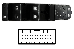 RENAULT MEGANE IV 2015.11-*INTERRUPTOR PUERTA DELANTERO IZQ CON RETROVISOR ELECTRICO (4 BOTONES)24PIN