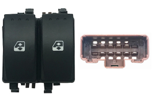 RENAUL MEG 02-*BOTON PUERTA DELANTERA IZQ CON CONFORT (ELEVALUNAS PUERTA TRASERA DCH/IZQ) (2 BOTONES) 10PI (CONECTOR MARRON)