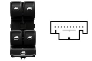 SKODA OCTAVIA III 2013.01-*INTERRUPTOR PUERTA DELANTERO IZQ(NEGRO/BLANCO)(4 BOTONES)10PIN