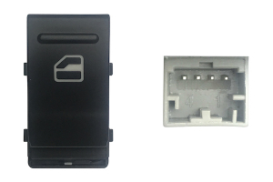 VW TRANSPORTER 03-*BOTON ELEVALUNAS DELANTER. DCH (NEGRO) 4PIN