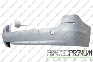 PARAGOLPES TRASERO-IMPRIMADO CON AGUJEROS SENSORES+SOPORTES-CON TAPAGANCHO-CON ESCAPE DOBLE IZQUIERDO MOD. FAMILIAR