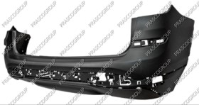 PARAGOLPES TRASERO-IMPRIMADO-CON AGUJEROS SENSORES APARCAMIENTO+SOPORTES-CON ESCAPE DOBLE IZQUIERDO