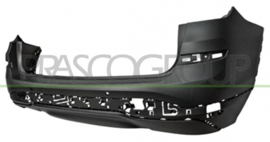 PARAGOLPES TRASERO-IMPRIMADO-CON AGUJEROS MOLDURA-CON ESCAPE DOBLE IZQUIERDO MOD. X-LINE