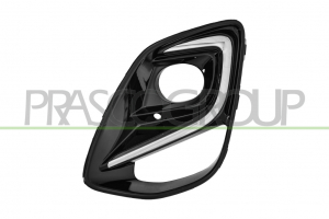 REJILLA IZQUIERDA PARAGOLPES DELANTERO-NEGRA-BRILLANTE-CON AGUJERO ANTINIEBLA-CON MOLDURA CROMADO