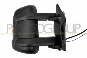 RETROVISOR DERECHO-ELECTRICO-NEGRO-TERMICO-CON PILOTO-CON ANTENA DE RADIO-CON BOMBILLA DE 16W-BRAZO MEDIO-CONVEXO-9 PINES